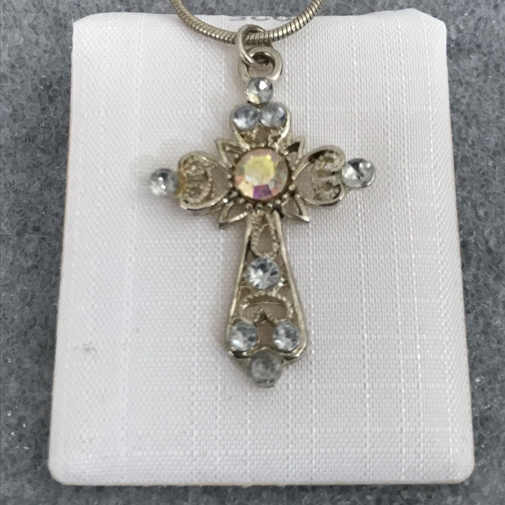Gem encrusted cross necklace